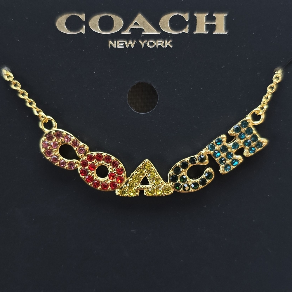 Coach Gold Necklace with Colorful Letter Pendant